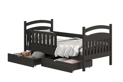 Amely fából készült gyermekágy - fekete / 80x160 fekete postel dzieciece fiokokkal 