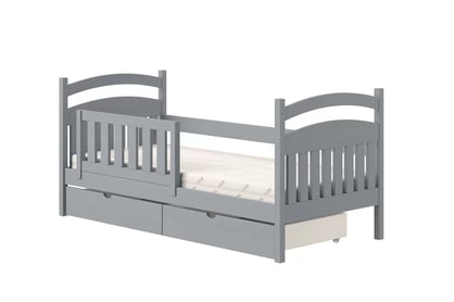 Amely fából készült gyermekágy - szürke / 80x180 szürke postel dzieciece z miejscem a játékoknak 