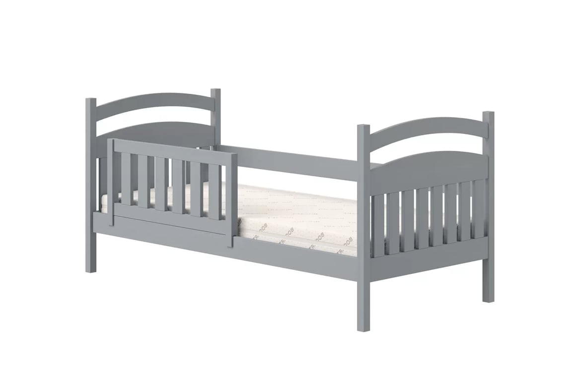 Amely fából készült gyermekágy - szürke / 80x190 szürke postel dzieciece z barierka 