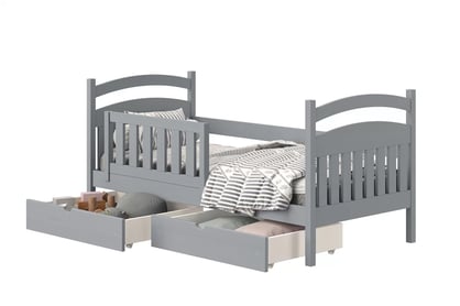 Amely fából készült gyermekágy - szürke / 90x180 hamuszürke postel fiokokkal 