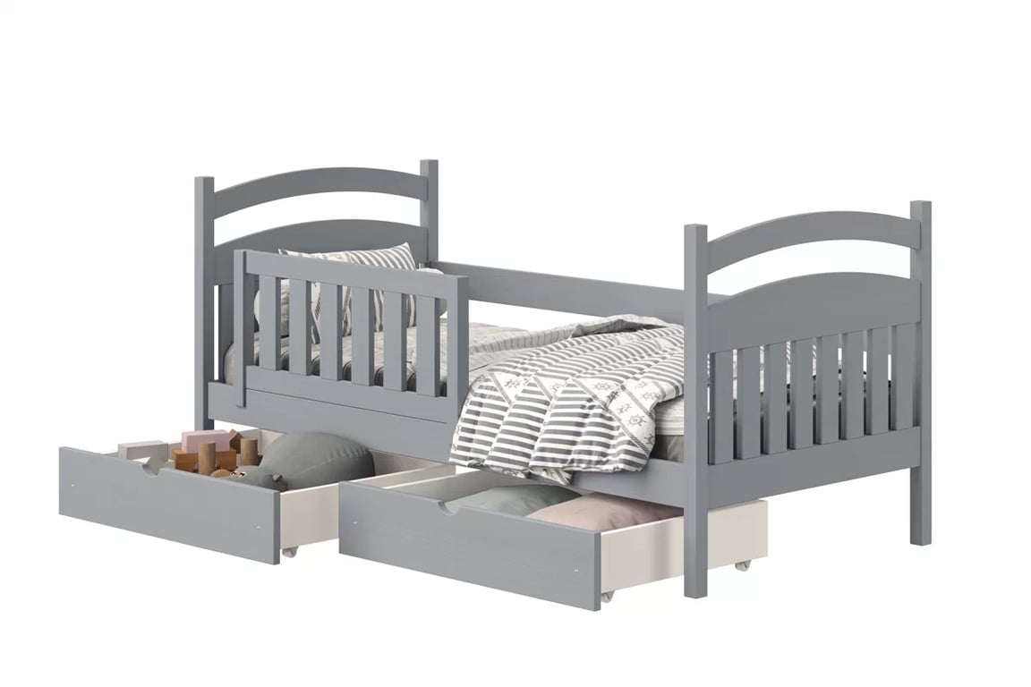 Amely fából készült gyermekágy - szürke / 90x180 hamuszürke postel fiokokkal 