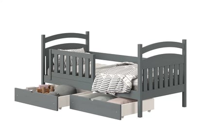 Amely fából készült gyermekágy - grafitszürke / 80x180 postel dzieciece fiokokkal 