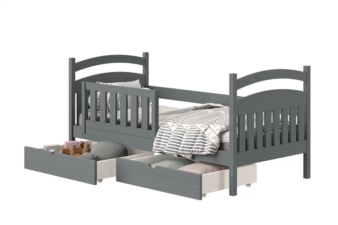 Amely fából készült gyermekágy - grafitszürke / 80x180 postel dzieciece fiokokkal 