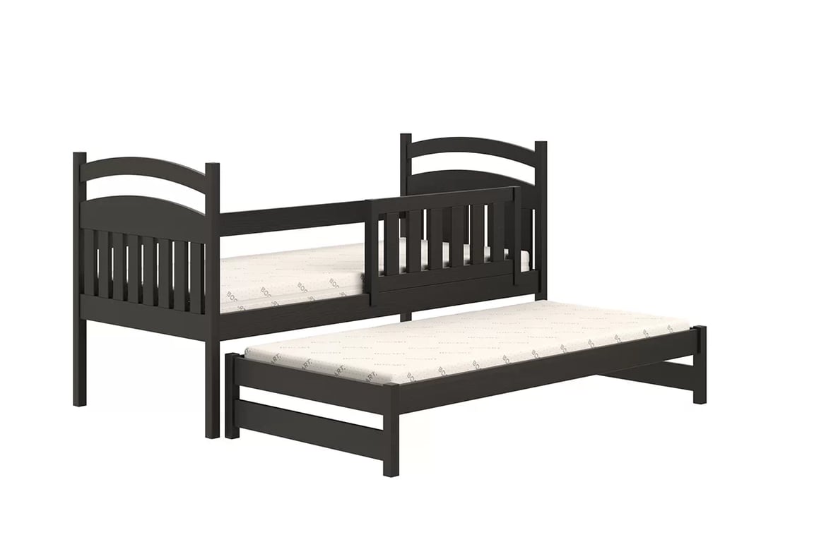 Amely gyerekágy, kihúzható alsószinttel - fekete / 80x180 fekete postel dzieciece, fényezett 