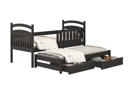 Amely gyerekágy, kihúzható alsószinttel - fekete / 90x180 postel dzieciece fiokokkal, w czarnym színárnyalat 