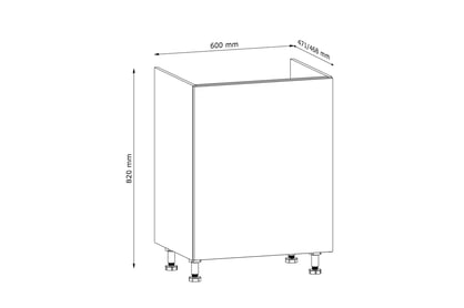 Dolná kuchynská skrinka Langen D60Z pod drez - dub artisan Langen D60Z P/L - Skrinka dolná pod umývadlo - Rozmery