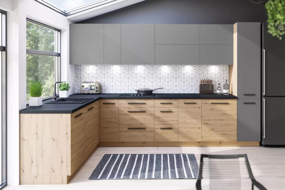 Langen D60PM konyhai oszlop sütő és mikrohullámú beépítéséhez - artisan tölgy kollekcio bútorok kuchennych Langen - színárnyalatot: tölgy Artisan / Beige Mat 