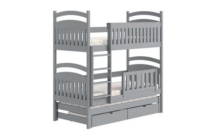Amely háromszemélyes, kihúzható emeletes ágy - szürke / 90x180 postel fiokokkal na posciel 