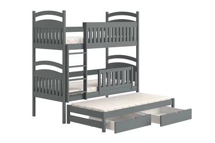 Pat supraetajat copii retractabil 3 pers. Amely - culoare grafit 90x180