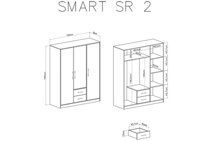 Skriňa s dvoma zásuvkami Smart SR2 - artisan Skriňa trojdverová s dvoma zásuvkami Smart SR2 - artisan - schemat