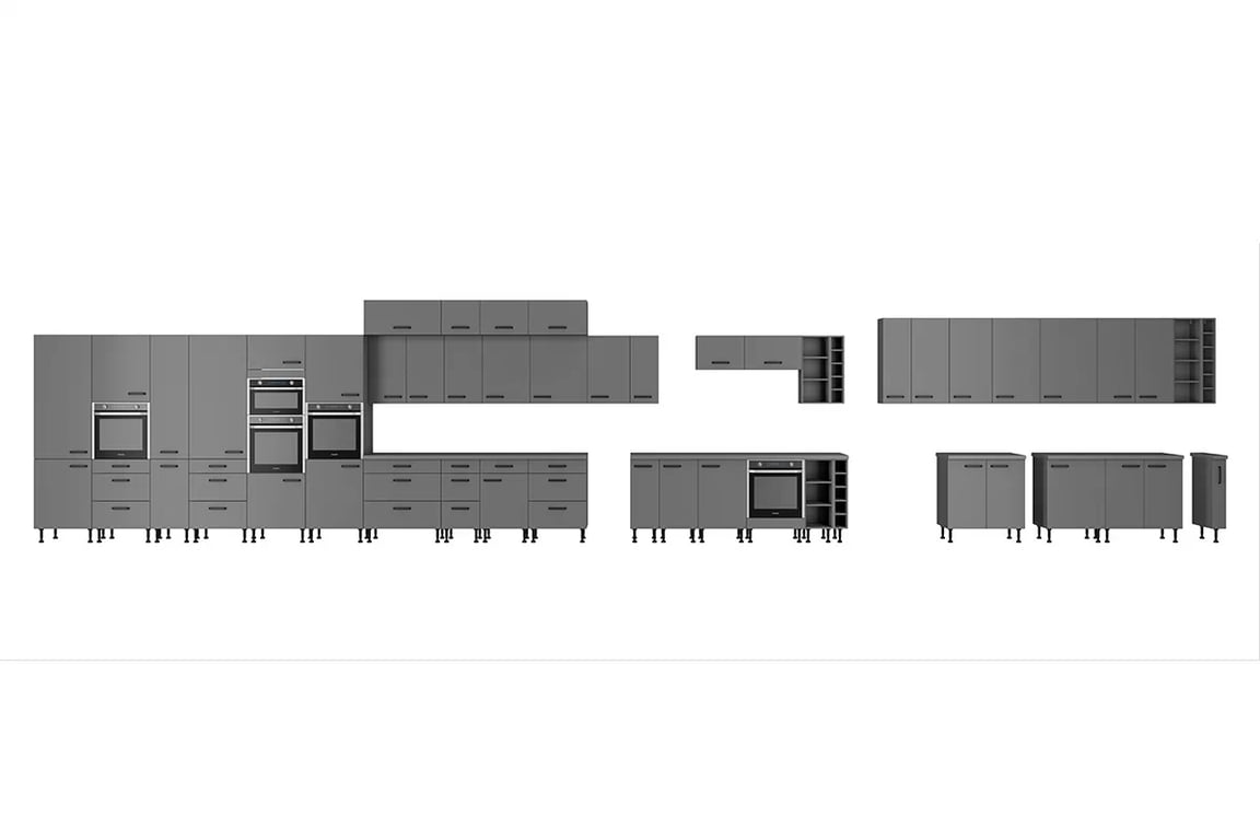 Dvierka na umývačku 60 cm s odkrytým panelom Nelli ZM 570x596 - Antracitová kolekcia nábytku kuchynského Nelli - zestawienie bryl