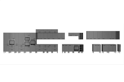 Kuchynská skrinka na vstavanú rúru Nelli 60 DPS -215 1F 3S - Antracitová kolekcia nábytku kuchynského Nelli - zestawienie bryl