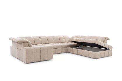 Colțar extensibil electric Magnelio U dreapta – bouclé bej Catch Me 02 Canapea pe partea dreaptă z electric retractabil scaun i i funkcja de dormit Magnelio U - bej 