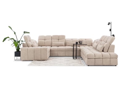 Colțar extensibil electric Magnelio U dreapta – bouclé bej Catch Me 02 Canapea pe partea dreaptă z electric retractabil scaun i i funkcja de dormit Magnelio U - bej 