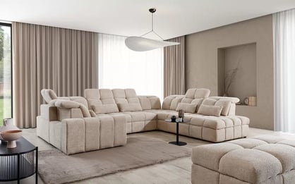 Colțar extensibil electric Magnelio U dreapta – bouclé bej Catch Me 02 Canapea pe partea dreaptă z electric retractabil scaun i i funkcja de dormit Magnelio U - bej 