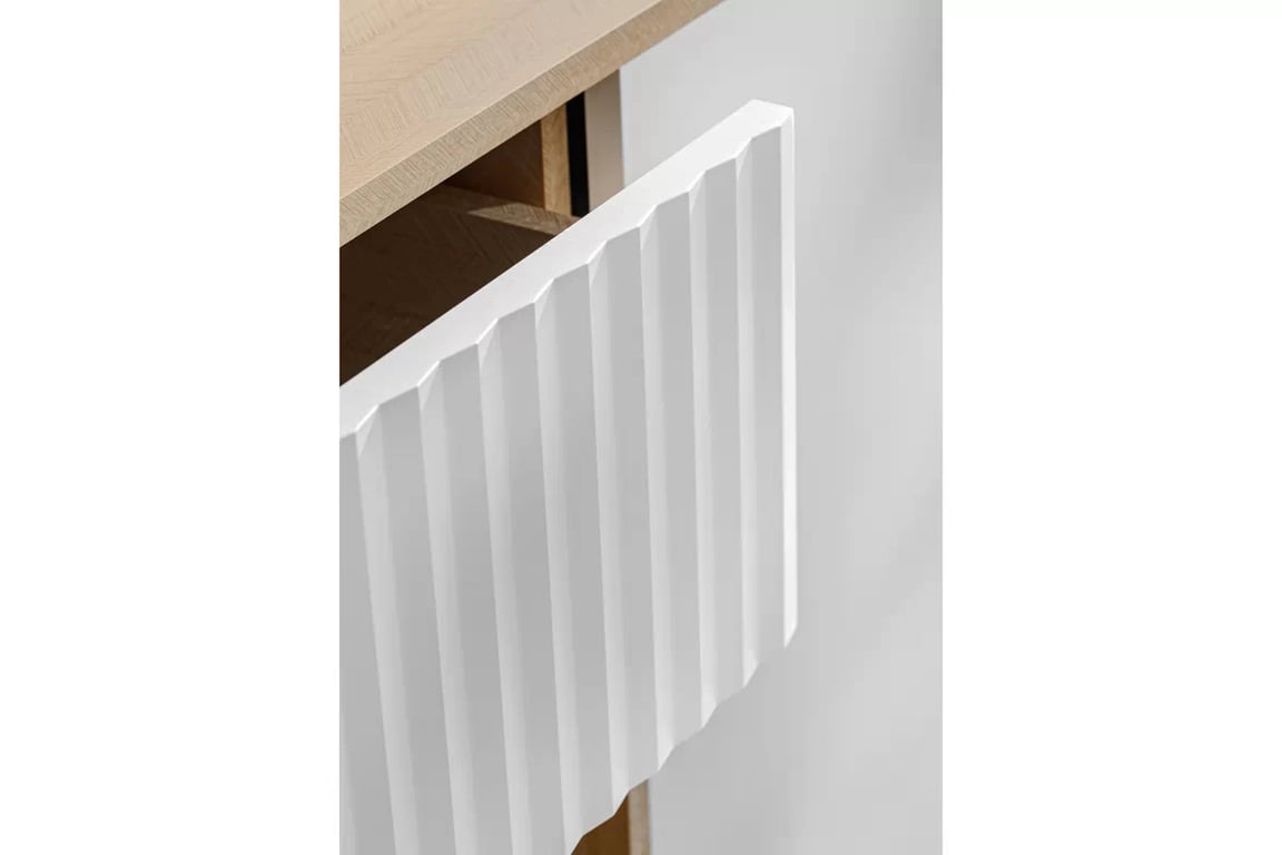 Bliwon TV-szekrény 197 cm fiókokkal - skandináv halszálka / fehér matt TV-szekrény Bliwon F03 fiokokkal 197 cm - jodelka scandi / fehér mat
