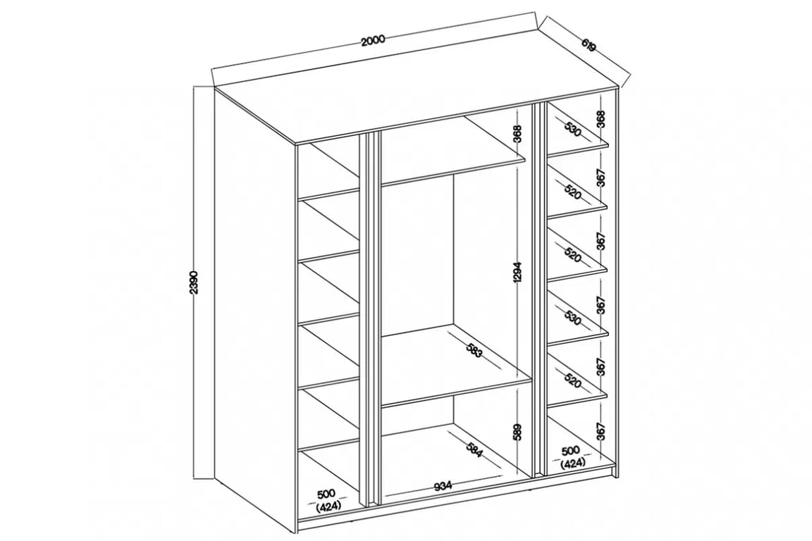 Skříň Sansi 2F2L3S se zásuvkami i zrcadlem 200 cm - dub evoke / dub evoke skříň Kaja 2F2L3S s zásuvkami i zrcadlem 200 cm - dub evoke / dub evoke