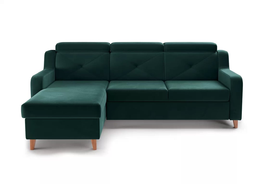 Colţar Laksaro stânga extensibil - verde catifea Trinity 28 Canapea pe partea stângă extensibila Laksaro - verde catifea Trinity 28