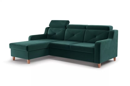 Colţar Laksaro stânga extensibil - verde catifea Trinity 28