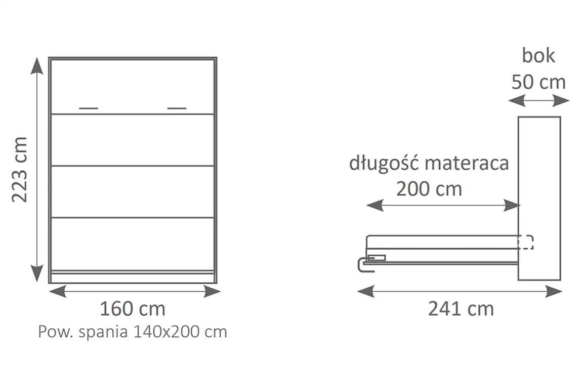 Canapea extensibilă verticală Genius 140x200 - alb mat Polkotapczan pionowy Genius 140x200 - Alb mat