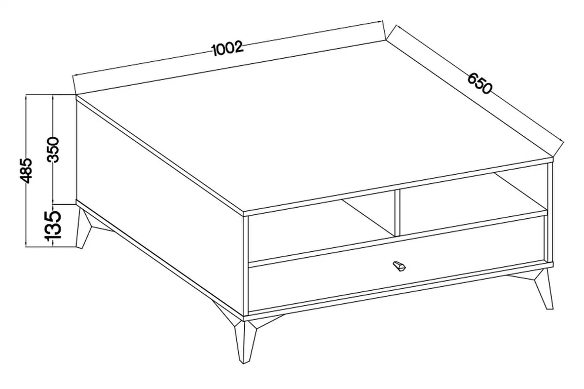 Konferenční stolek Lotina I 1S se zásuvkou 100x65 cm - černá grafit / zlaté nožky stolek kawowy Lotina I 1S z szuflada 100x65 cm - černá grafit / zlaté Nohy