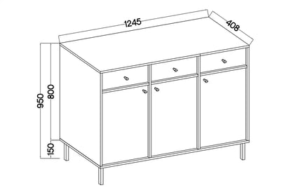 Komoda Lotina II 3F3S so zásuvkami 125 cm - Béžová Pieskový / zlaté nožičky Komoda Lotina II 3F3S so zásuvkami 125 cm - Béžová Pieskový / zlote nožičky