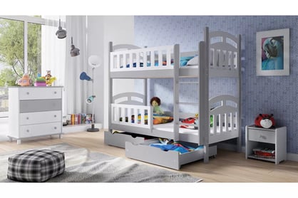Posteľ poschodová drevená 2 osobné Nati - 80x180 / šedý  - Limitovaná ponuka