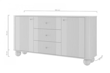 Komoda Vespera 160 cm so zásuvkami - kašmírová / čierna / kašmírové nohy Komoda so zásuvkami Versper 160 cm - kašmír / čierny úchyty
