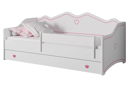Detská posteľ Lily 80x160 s matracom a roštom - biela / ružová