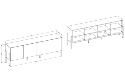 skříňka RTV Jukon 204 cm - bílá supermat / černé nožičky - Výprodej z expozice skříňka RTV Wezilo 204 cm - bílá supermat / černé nožičky - Výprodej z expozice