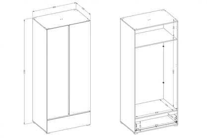 Gramon gardróbszekrény 89 cm - kasmír / fekete ruhásszekrény Gramon 89 cm z szuflada - kasmír / fekete