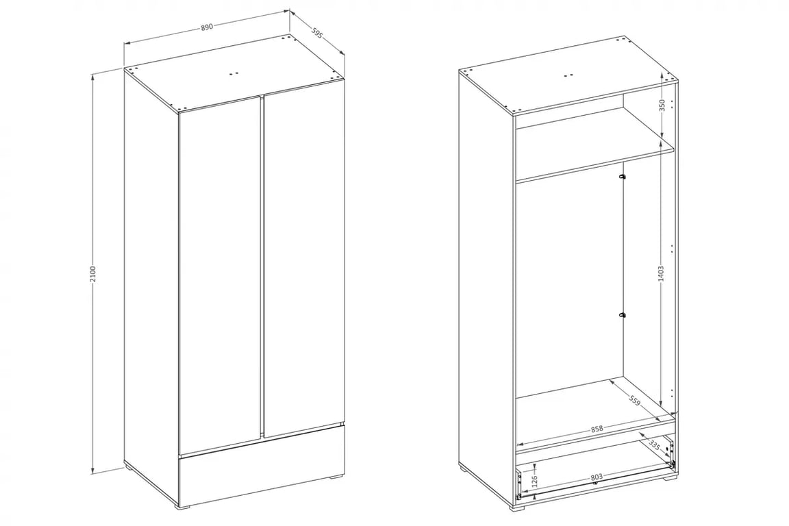 Gramon gardróbszekrény 89 cm - kasmír / fekete ruhásszekrény Gramon 89 cm z szuflada - kasmír / fekete