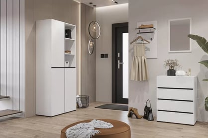 Gramon gardróbszekrény 79 cm - fehér / fekete ruhásszekrény Gramon 79 cm - fehér / fekete