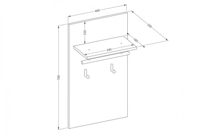Gramon fali fogas 40 cm - kasmír / fekete Wieszak Gramon 40 cm - kasmír / fekete