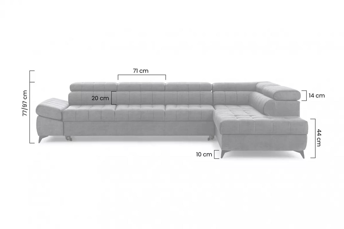 Colțar cu funcție de dormit Valoris Maxi stânga - gri șenil Perfect Harmony 85 Naroznik stânga Valoris Maxi z funkcja de dormit - gri șenil Perfect Harmony 85