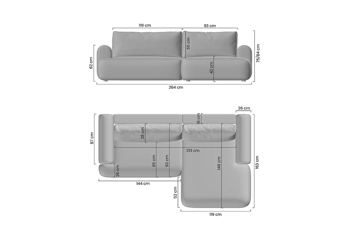 Colțar extensibil cu funcție de dormit Lotulis Mini stânga - crem material hidrofob Blur 01 Naroznik Lotulis Mini z funkcja de dormit stânga - kremowa Produse tricotate hydrofobowa Blur 01 