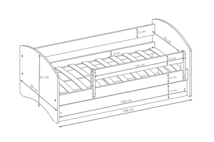 Pat copii Bonzo 70x140 cu sertar - alb / design zână Lozko dzieciece Bonzo 70x140 cm z szuflada - bialy / wrozka