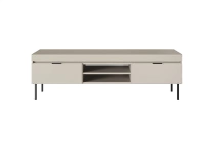 Dulap TV Sentia 157 cm pe bază metalică - cașmir / negru - Vânzarea de la expoziție  Dulap TV Sentia 157 pe bază de metal - cașmir/ negru - Vânzarea de la expoziție 