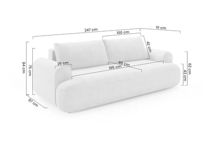 Canapea extensibilă Lotulis - gri țesătură hidrofobă Blur 18 Canapea z funkcja de dormit Lotulis - gri Produse tricotate hydrofobowa Blur 18