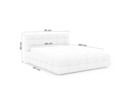 Pat tapițat Magnelio 160x200 cu ladă de depozitare - bej țesătură ușor de curățat Leo 03   Lozko pentru dormitor Magnelio 160x200 cu spațiu de depozitare - bezowa Tesătură de acoperire ușor de curățat Leo 03