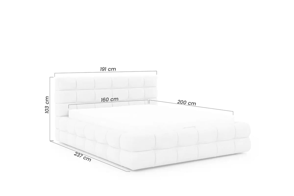 Pat tapițat Magnelio 160x200 cu ladă de depozitare - bej țesătură ușor de curățat Leo 03   Lozko pentru dormitor Magnelio 160x200 cu spațiu de depozitare - bezowa Tesătură de acoperire ușor de curățat Leo 03