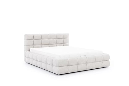 Pat tapițat Magnelio 160x200 cu ladă de depozitare - bej țesătură ușor de curățat Leo 03  