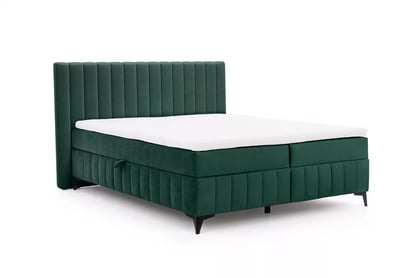 Pat continental Verona 180x200 cu ladă pentru lenjerie - catifea hidrofobă verde Amon 06