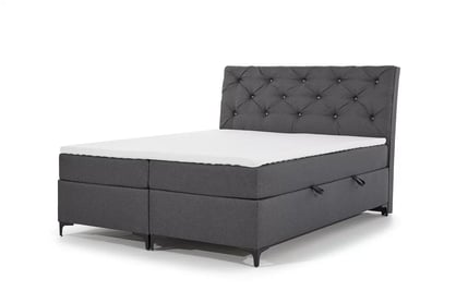 Boxspring posteľ Berylio 160x200 s úložným priestorom - šedá plecionka Malmo New 95