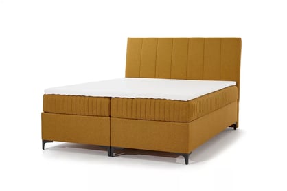 Boxspring posteľ Atero 160x200 s úložným priestorom - musztardowa plecionka 160x200