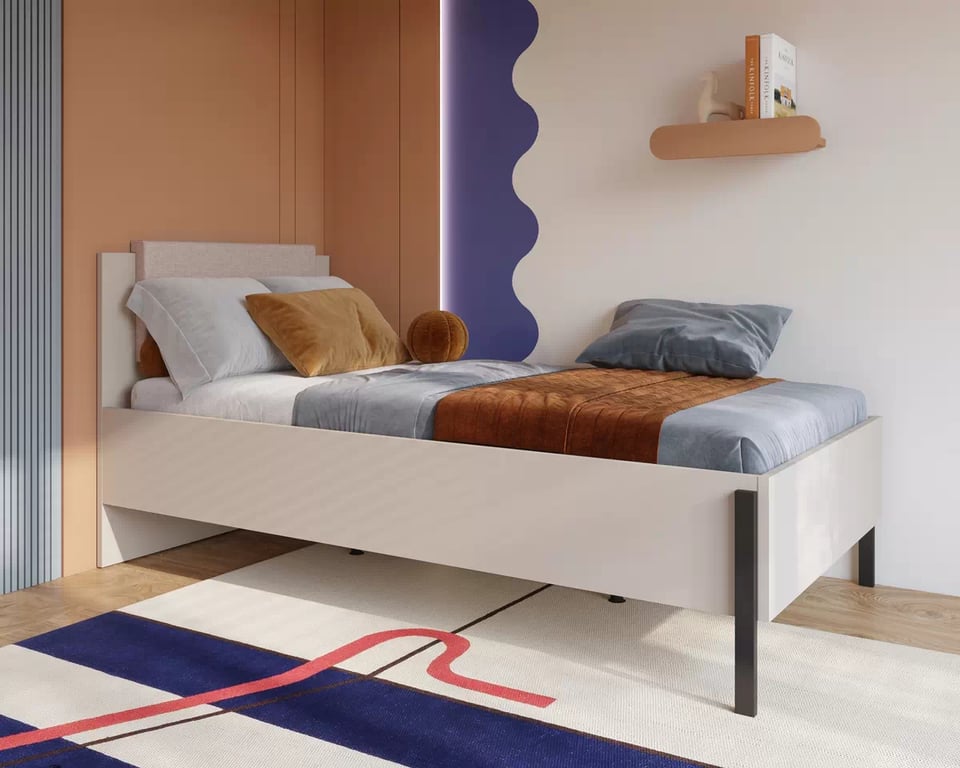 Jukon ágy 100x200 cm ágyneműtartós - kasmír / fekete lábak Lozko Jukon 100 x 200 tárolokkal - kasmír / fekete Lábak