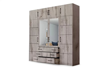 Dulap cu 4 uși și oglindă Bali 240 cm - stejar wellington