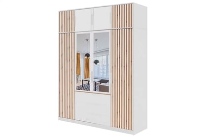 Kombinovaná skriňa Bali 196 cm s nadstavcom - dub wotan / biela
