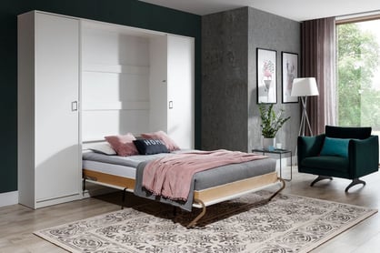 Basic Loft szekrény W függőleges összecsukható ágyhoz - fényes fehér Matná Sklápěcí postel