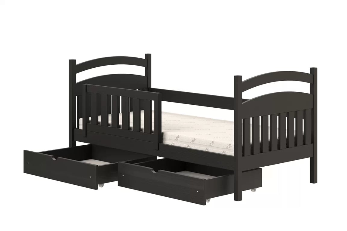Amely fából készült gyermekágy - feket / 70x140 fekete postel dzieciece fiokokkal 